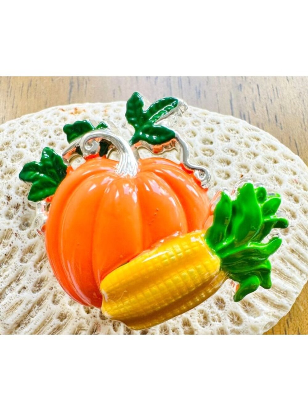 Pumpkin Pendant Pin Cornstalks Thanksgiving Festive Jewelry Fall Harvest New